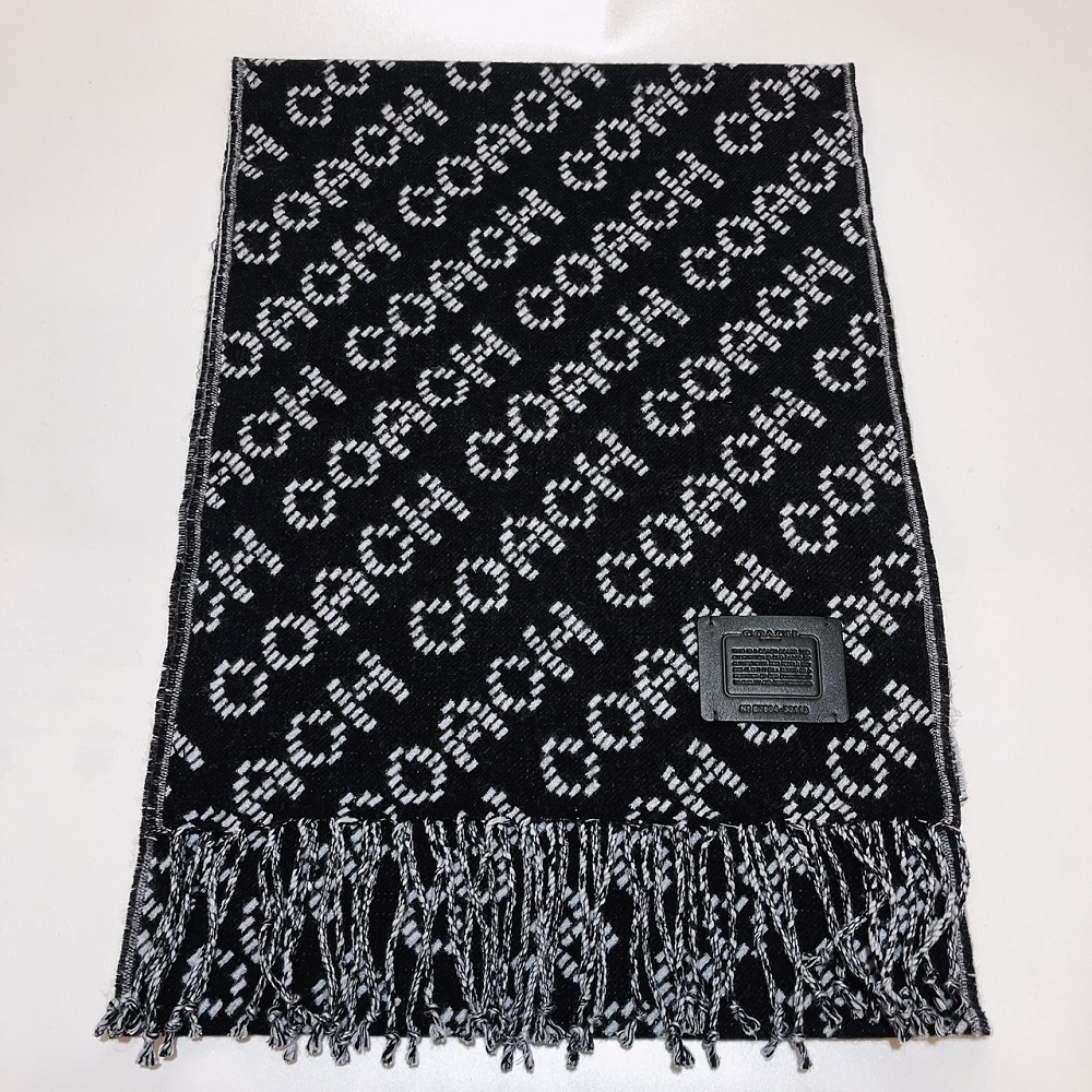 /COACH黑色COACH字母羊毛圍巾-兩面C7759-RZJ